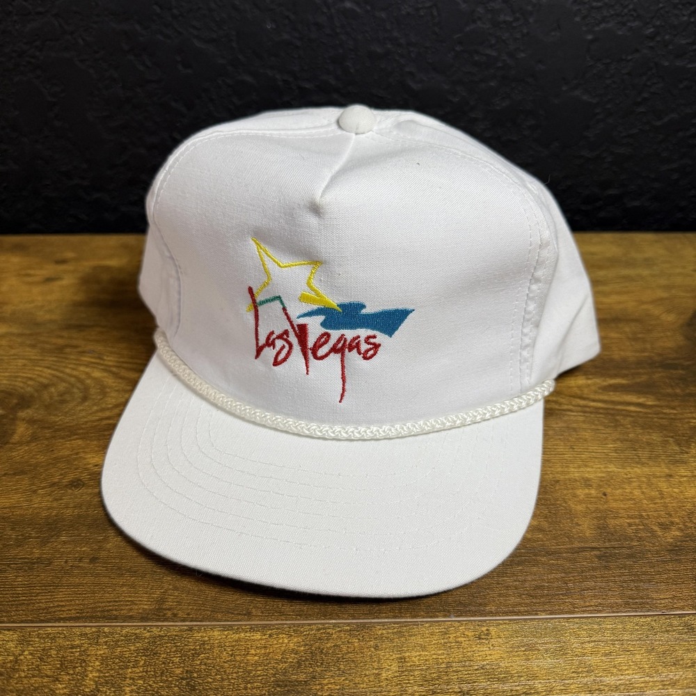 YoungAn Las Vegas Logo White Cotton‎ Blend Rope Snapback Hat Mens OSFA
